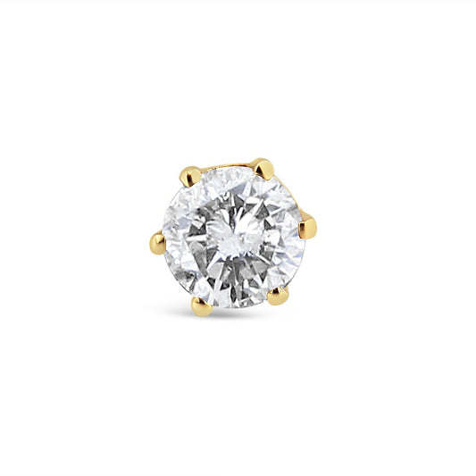 14K Yellow Gold Diamond Solitaire 6-Prong Single Solitaire Stud Earring (3/8