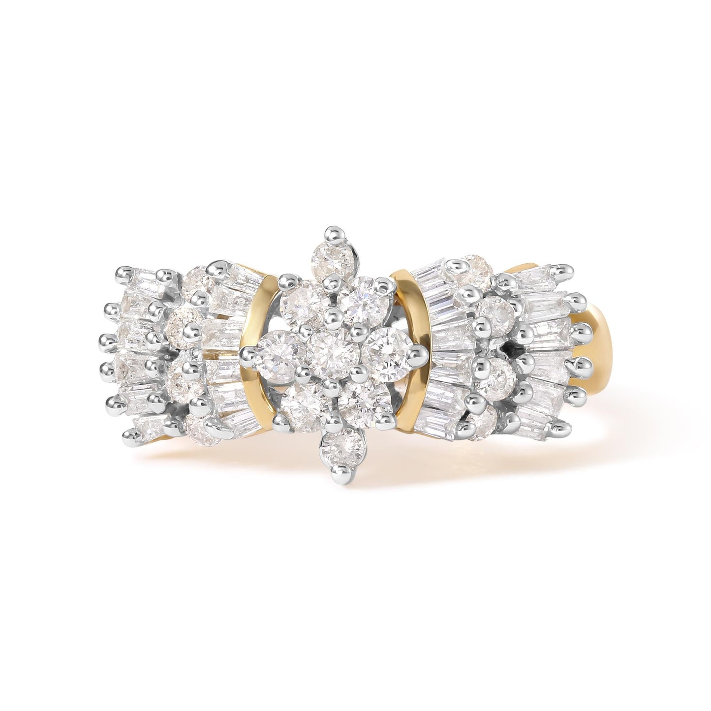 10K Yellow Gold 1.00 Cttw Diamond Starburst Ring Band (H-I Color I1-I2 Clarity)