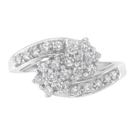 14KT White Gold Diamond Cluster Ring Band (7/8 cttw H-I Color I1-I2 Clarity)