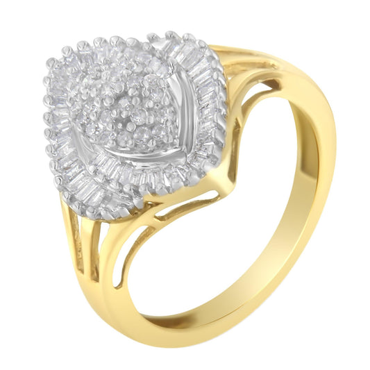 10K Yellow Gold Diamond Cocktail Ring (1/2 Cttw J-K Color I2-I3 Clarity)