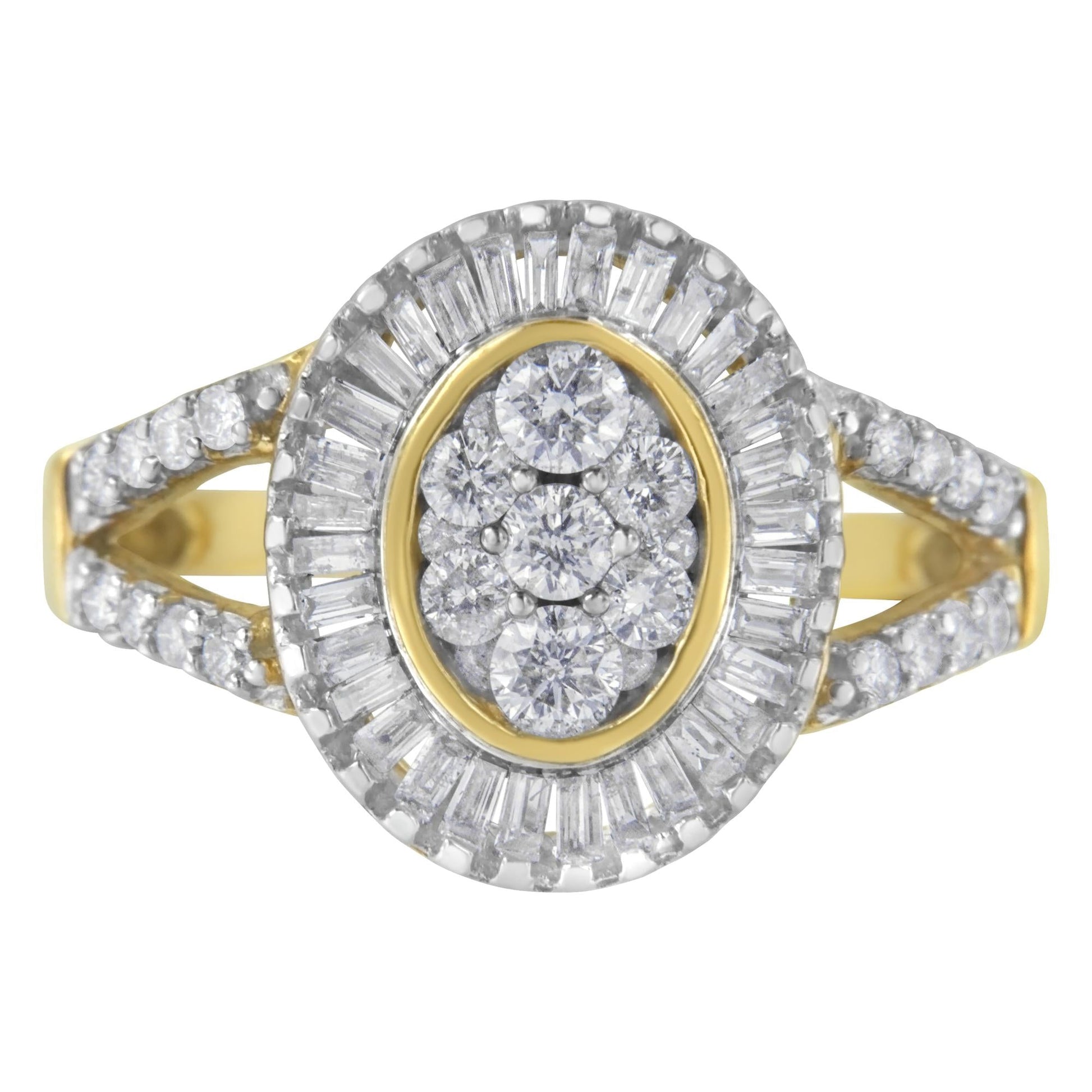 10kt Yellow Gold Diamond Cocktail Ring (1 cttw H-I Color SI2-I1 Clarity) - 7