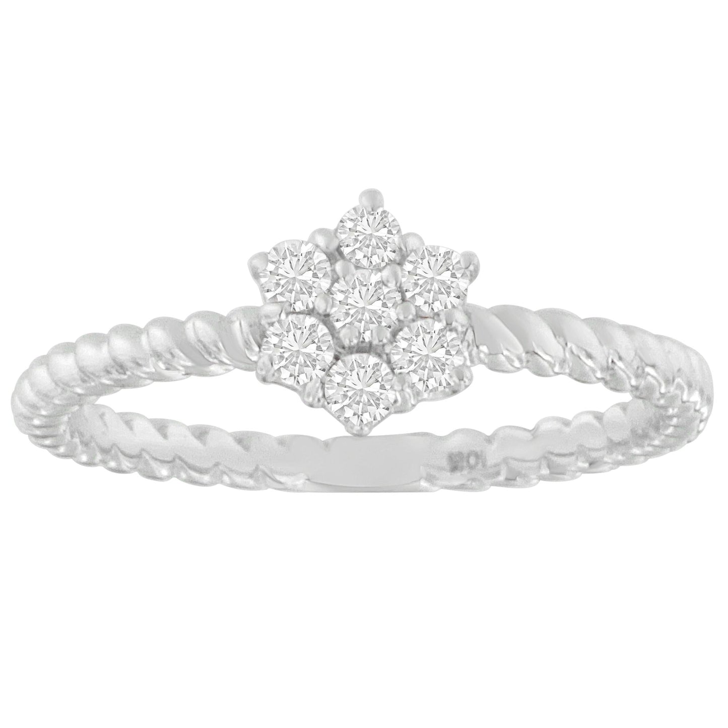 10K White Gold Diamond Cluster Ring (1/4 Cttw H-I Color SI1-SI2 Clarity)