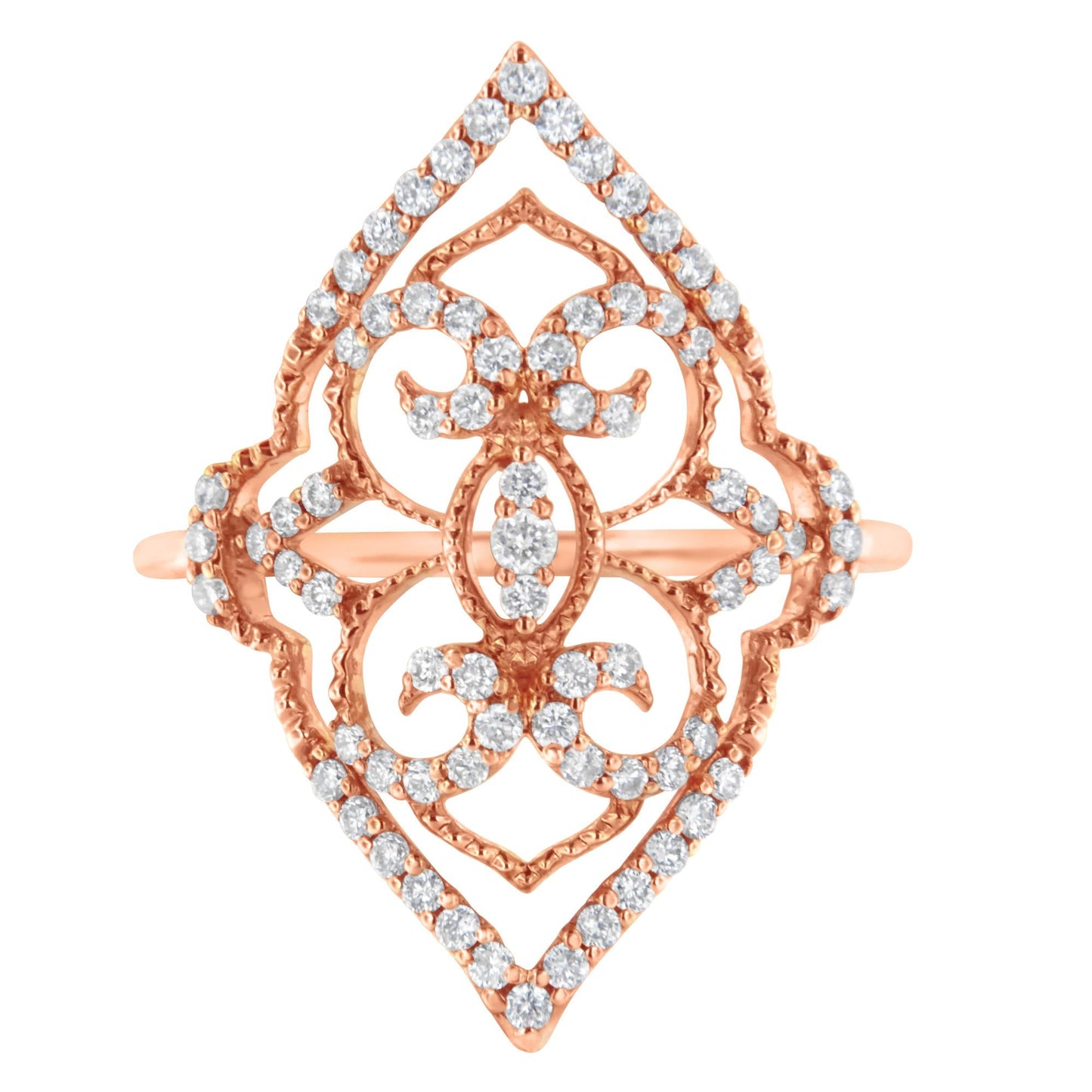 10K Rose Gold Diamond Cocktail Ring (1/2 Cttw H-I Color I1-I2 Clarity) - 7