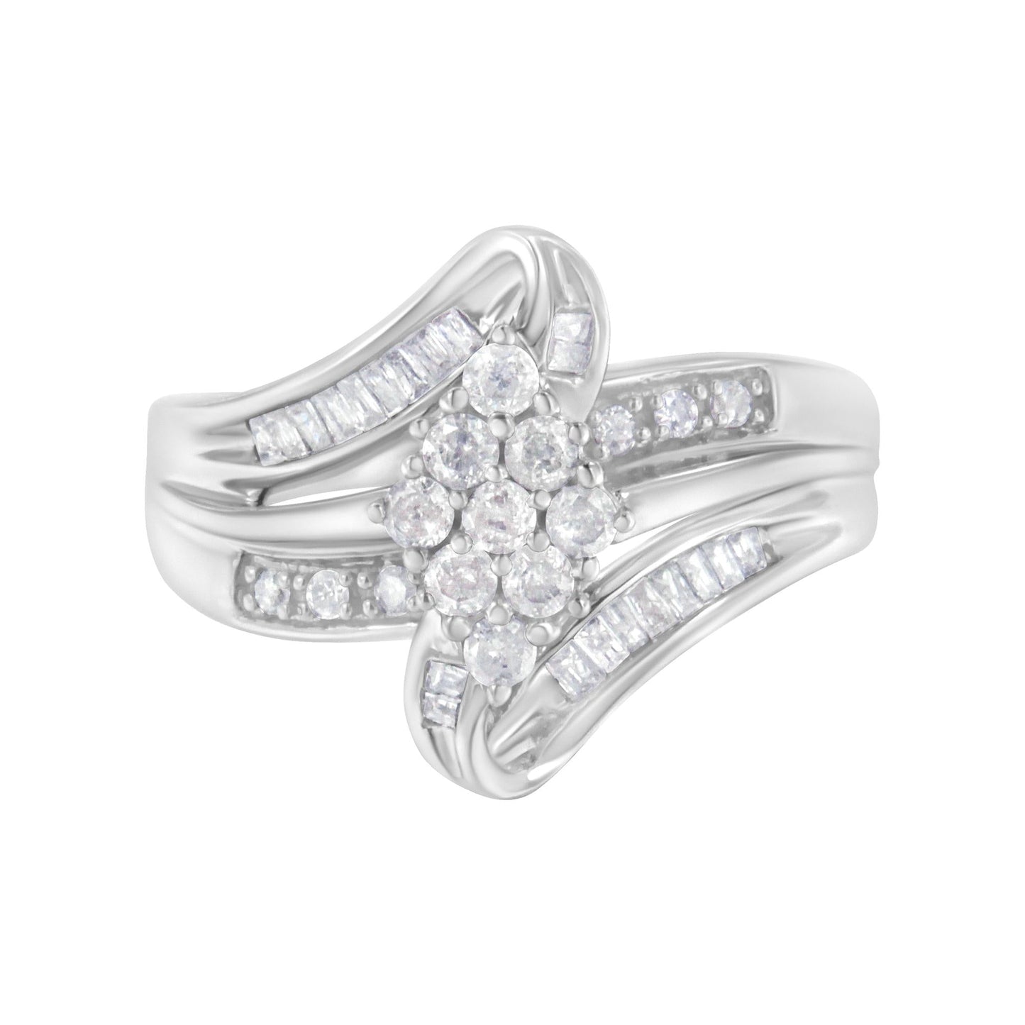 10K White Gold 1/2 cttw Diamond Cluster Ring (H-I Clarity I2-I3 Color)