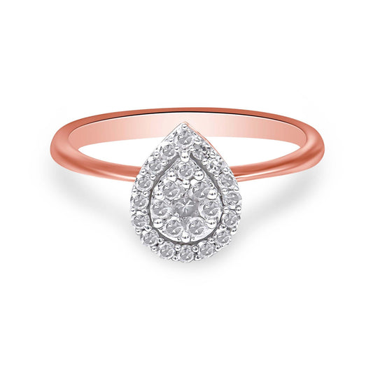 10K Rose Gold 3/8 Cttw Round-Cut Diamond Pear Promise Ring (I-J Color, I2-I3 Clarity)