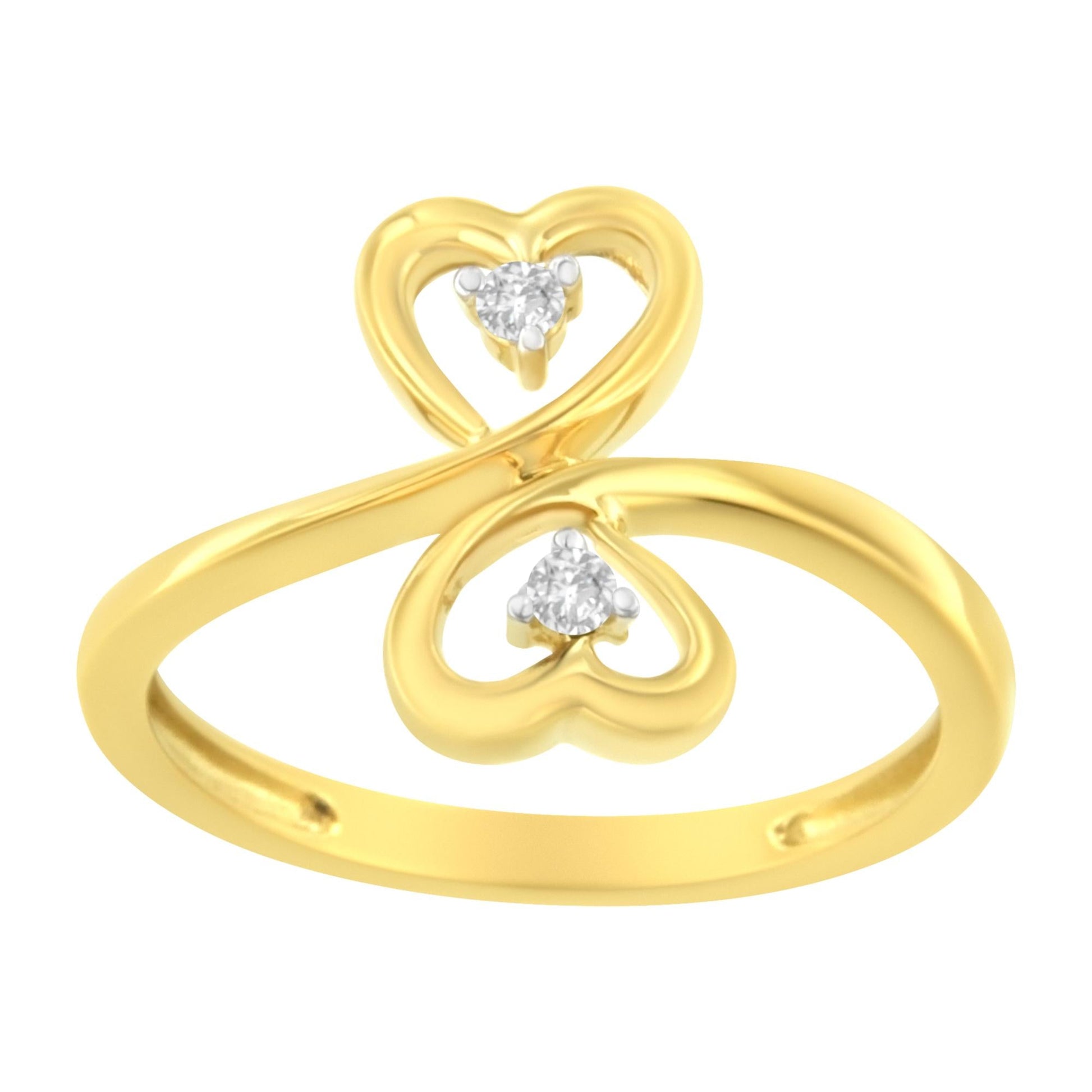 14KT Yellow Gold 1/20 ctw. Dual Heart Diamond Ring (K-L I1-I2)