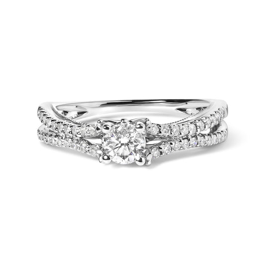 14K White Gold 5/8 Cttw Diamond Split Shank Engagement Ring (G-H Color VS2-SI1