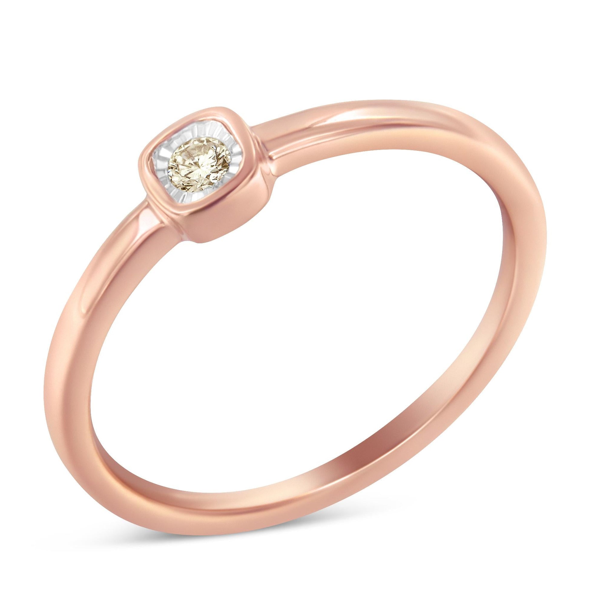 14K Rose Gold Plated.925 Sterling Silver 1/20 Carat Diamond Square