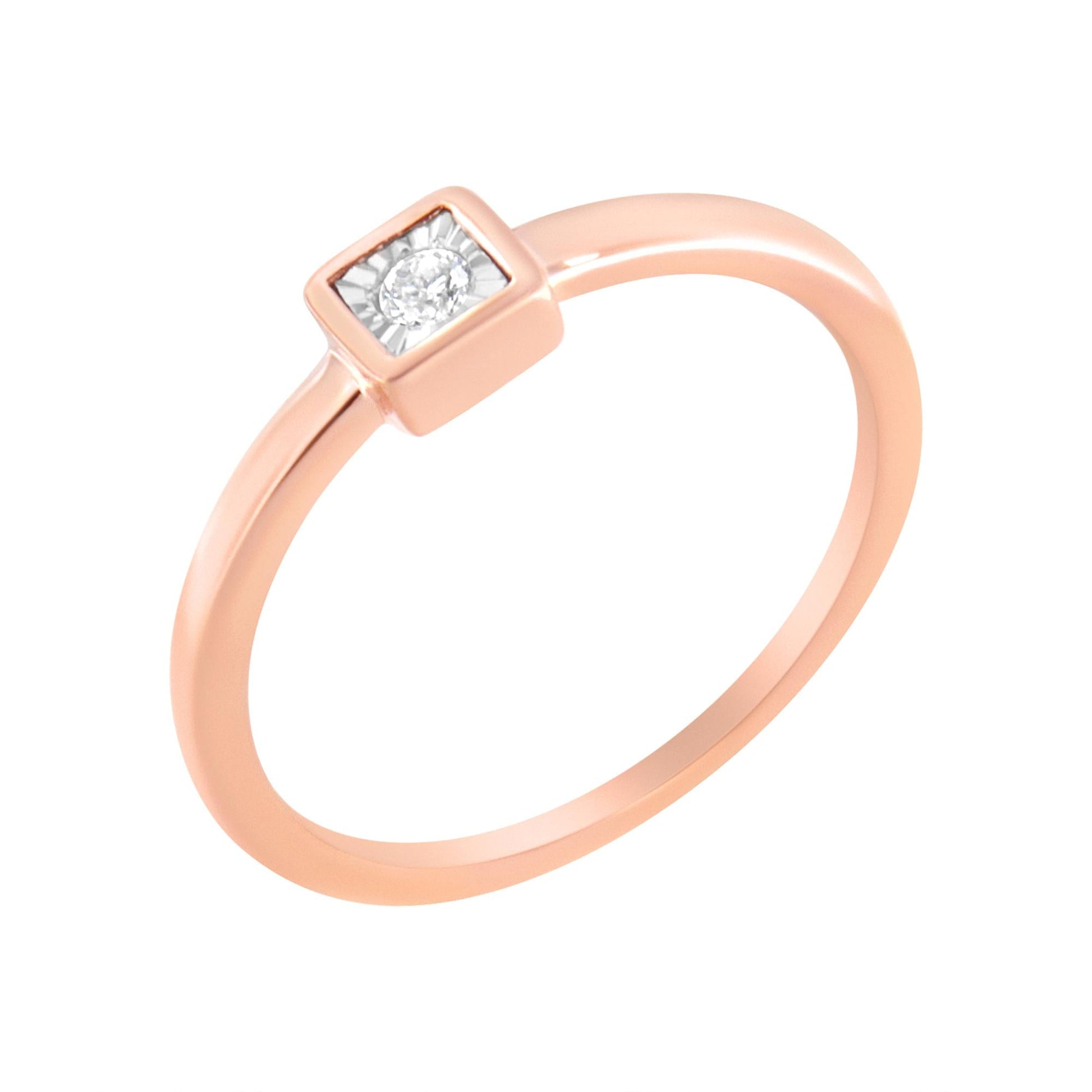 14K Rose Gold Plated.925 Sterling Silver 1/20 cttw Miracle Set Diamond Promise