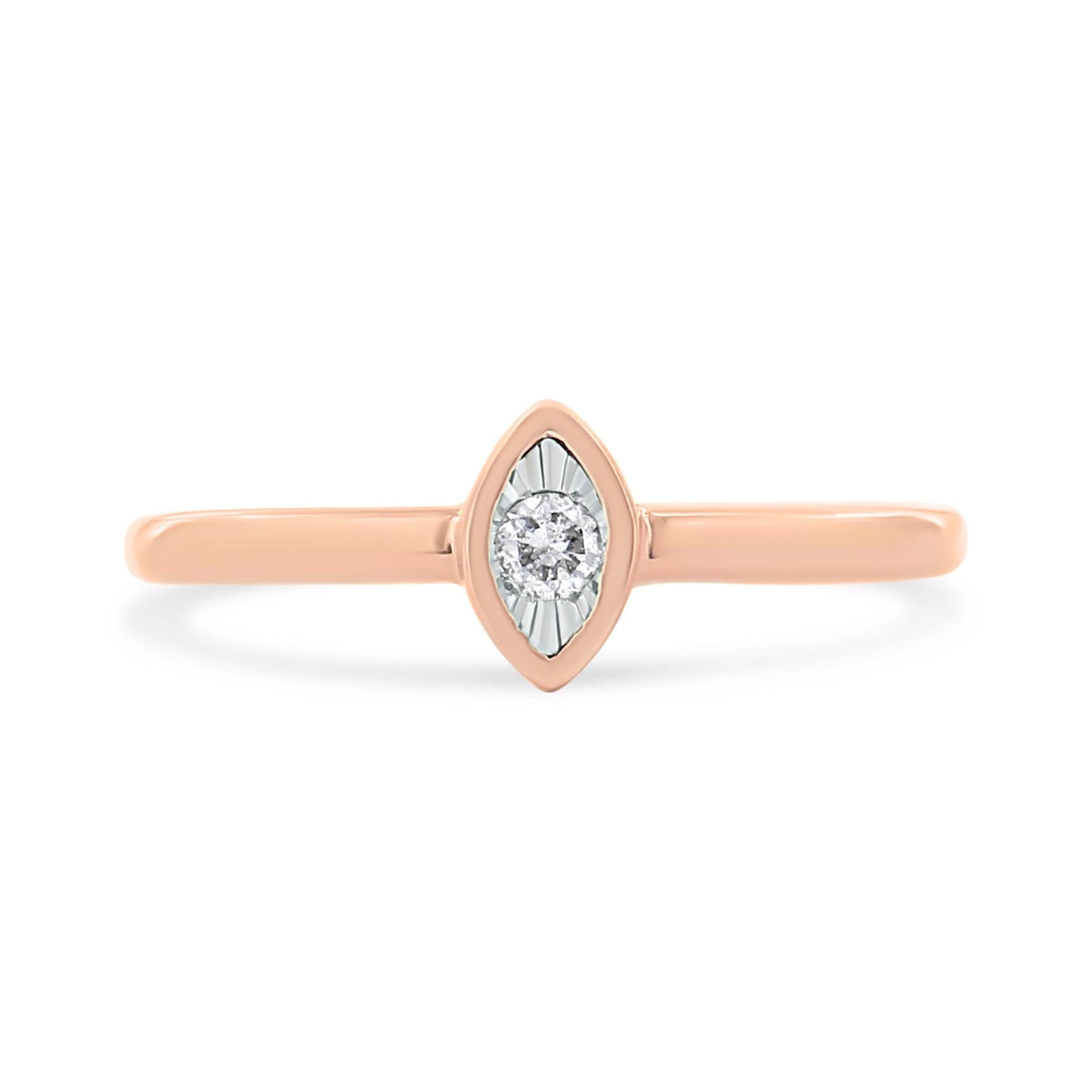 14K Rose Gold Plated.925 Sterling Silver Miracle Set Diamond Accent Pear Shape