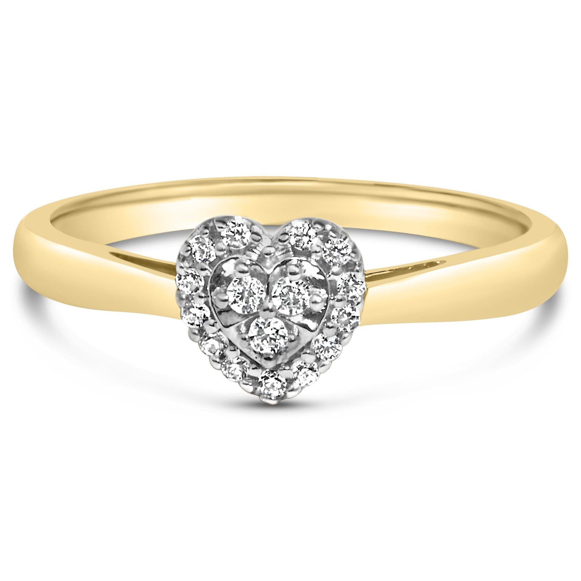 14K Yellow Gold Plated.925 Sterling Silver 1/10 Cttw Round-Cut Diamond Heart