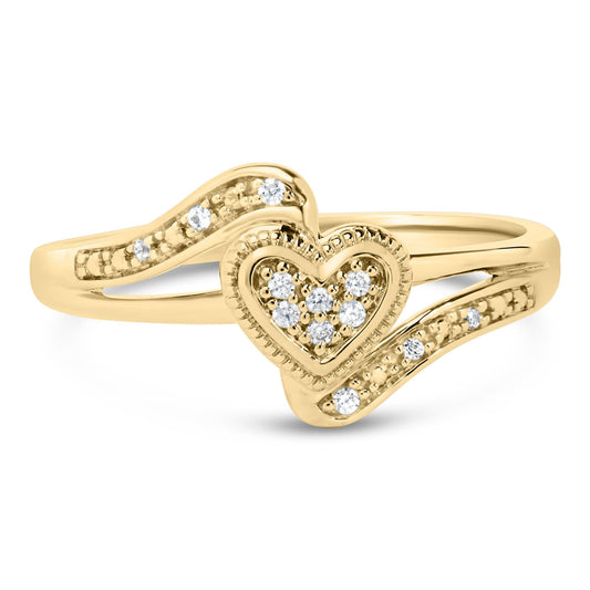 14K Yellow Gold Plated.925 Sterling Silver Diamond Accent Filigree Heart