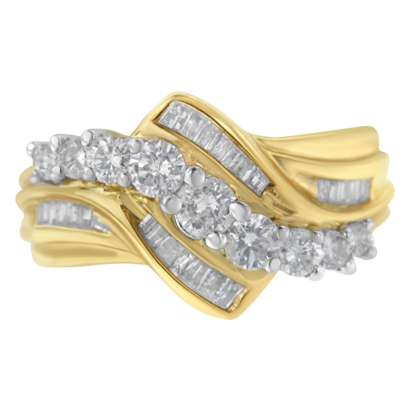 10K Two-Toned Diamond Bypass Ring (1 Cttw H-I Color SI2-I1 Clarity)