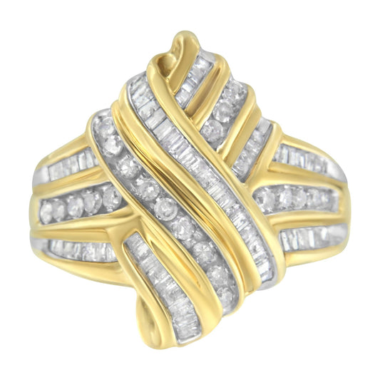 10K Yellow Gold Diamond Bypass Ring (1.0 cttw H-I Color I2-I3 Clarity) - 6.5