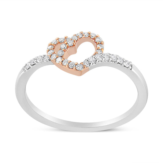 14K Rose Gold Plated and White.925 Sterling Silver 1/5 Cttw Round-Cut Diamond