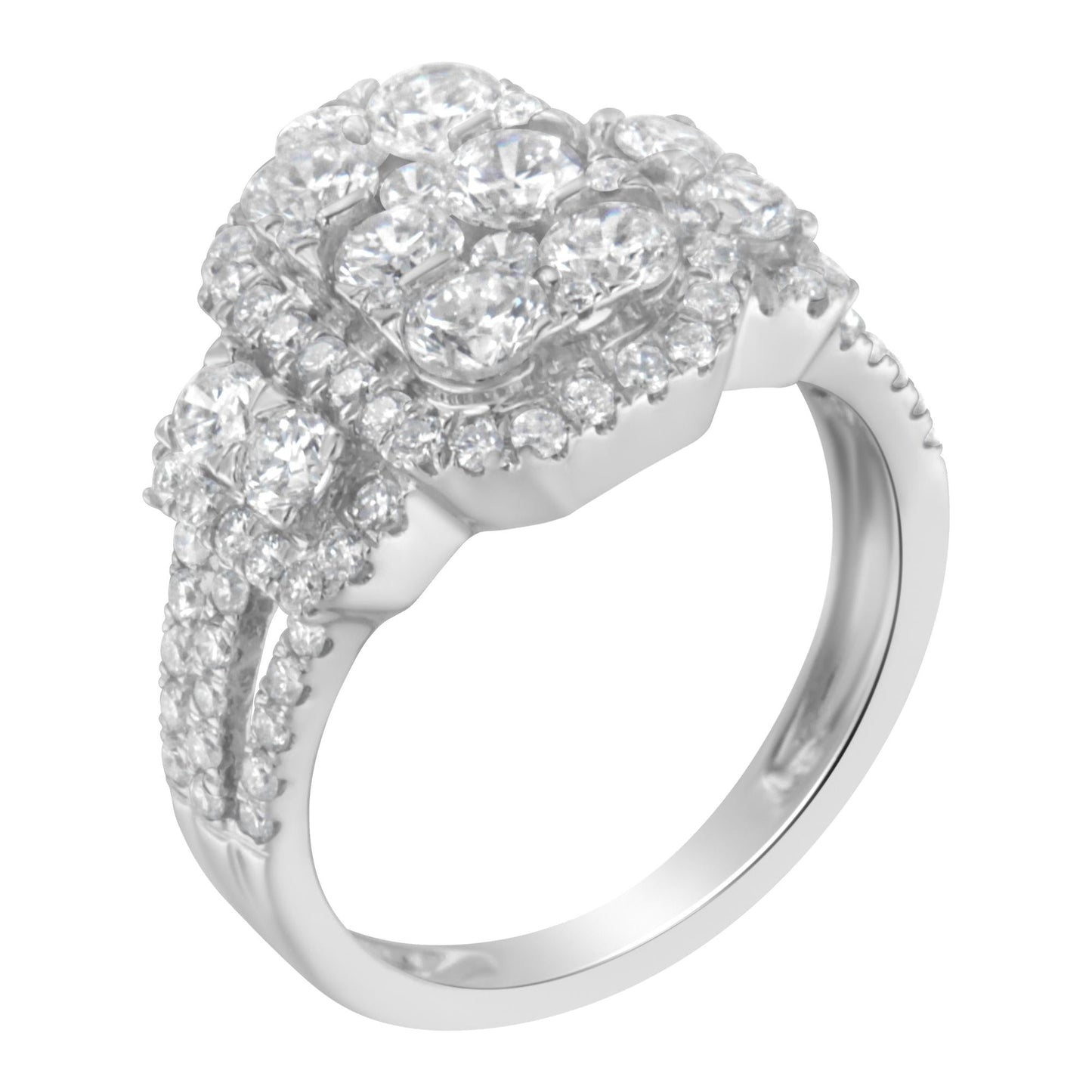 14K White Gold 2 1/4 Cttw Diamond Cocktail Cluster Ring (G-H Color SI2-I1