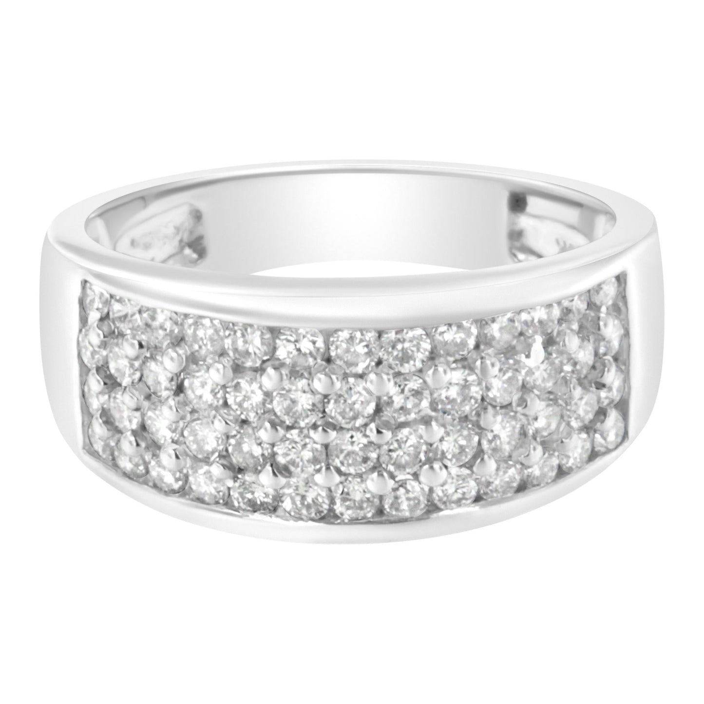 14K White Gold Round Cut Diamond Ring (1.0 Cttw H-I Color SI2-I1 Clarity) - 6.5