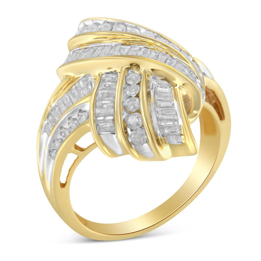 10K Yellow Gold Diamond Bypass Cocktail Ring (1 1/5 Cttw I-J Color I2-I3