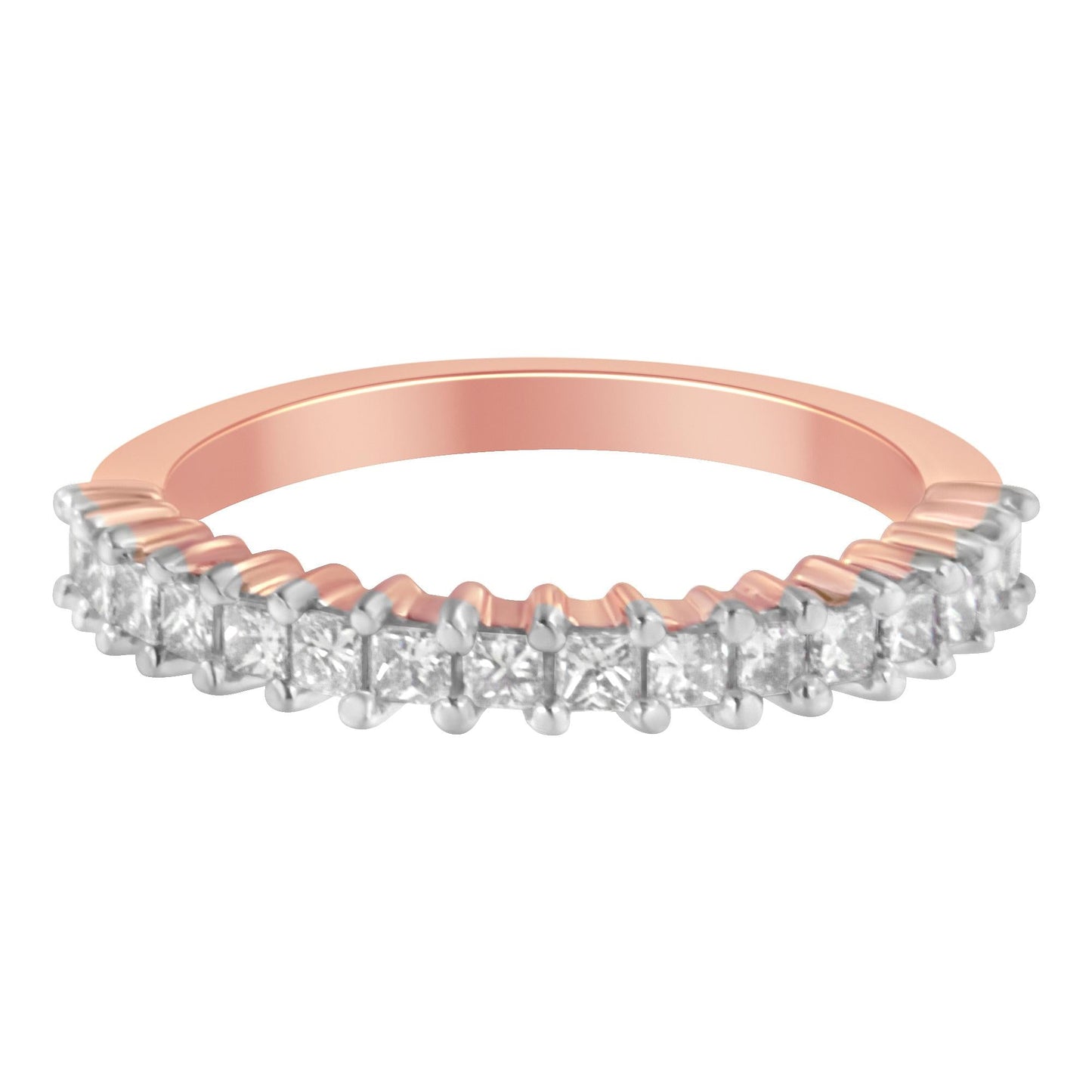 10K Rose Gold Flashed.925 Sterling Silver Diamond Band Ring (1/2 Cttw J-K Color