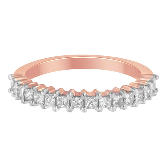 10K Rose Gold Flashed.925 Sterling Silver Diamond Band Ring (1/2 Cttw J-K Color