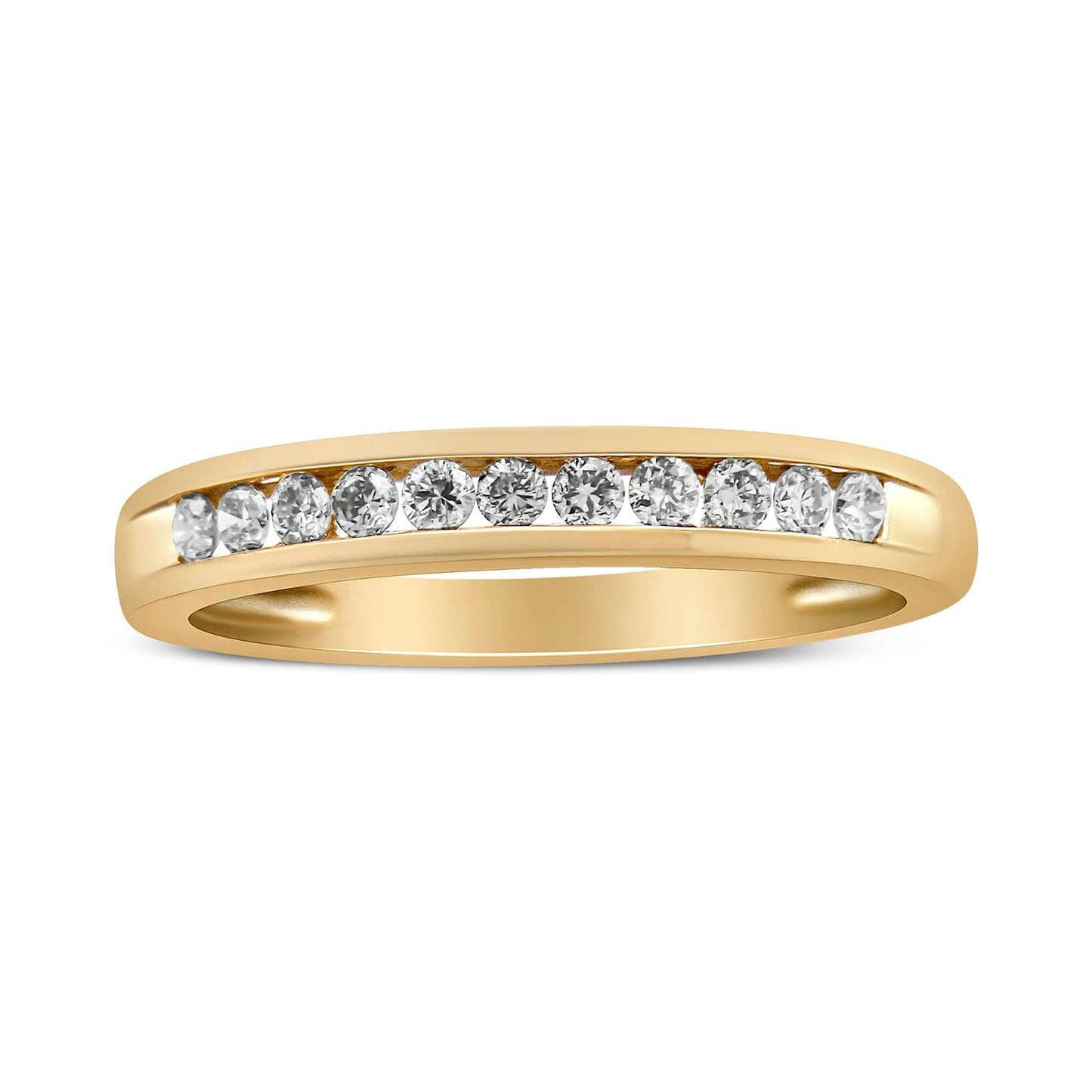 IGI Certified 1/4 Cttw Diamond 10K Yellow Gold Channel Set Band Style Ring (J-K