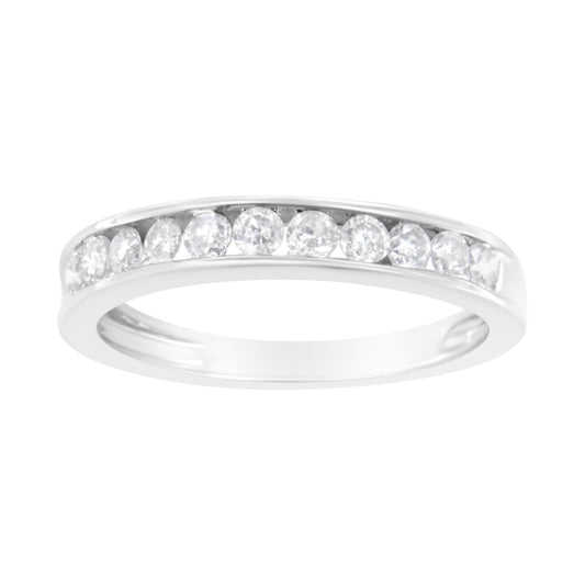 IGI Certified 1/2 Cttw Diamond 10K White Gold Channel Set Band Style Ring (J-K