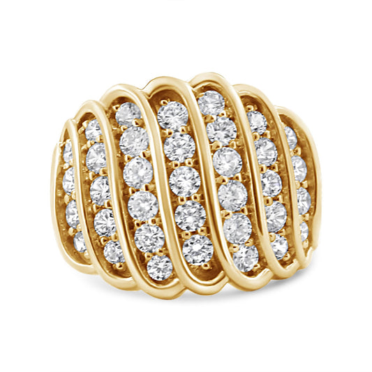 14K Yellow Gold Plated.925 Sterling Silver 2.00 Cttw Diamond Multi Row Band