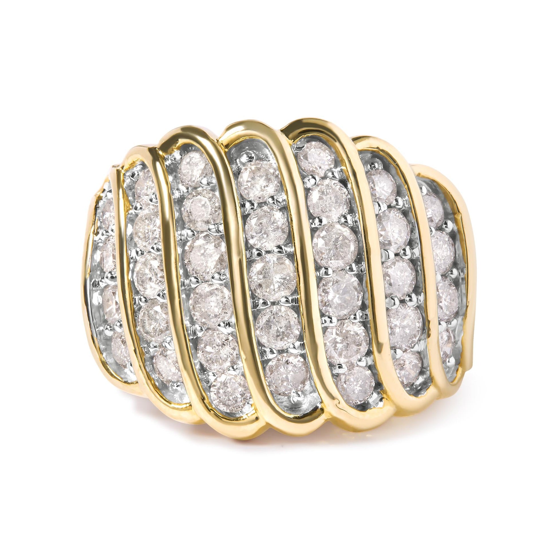 10 Yellow Gold 2.00 Cttw Diamond Multi Row Cocktail Band Ring (I-J Color I1-I2