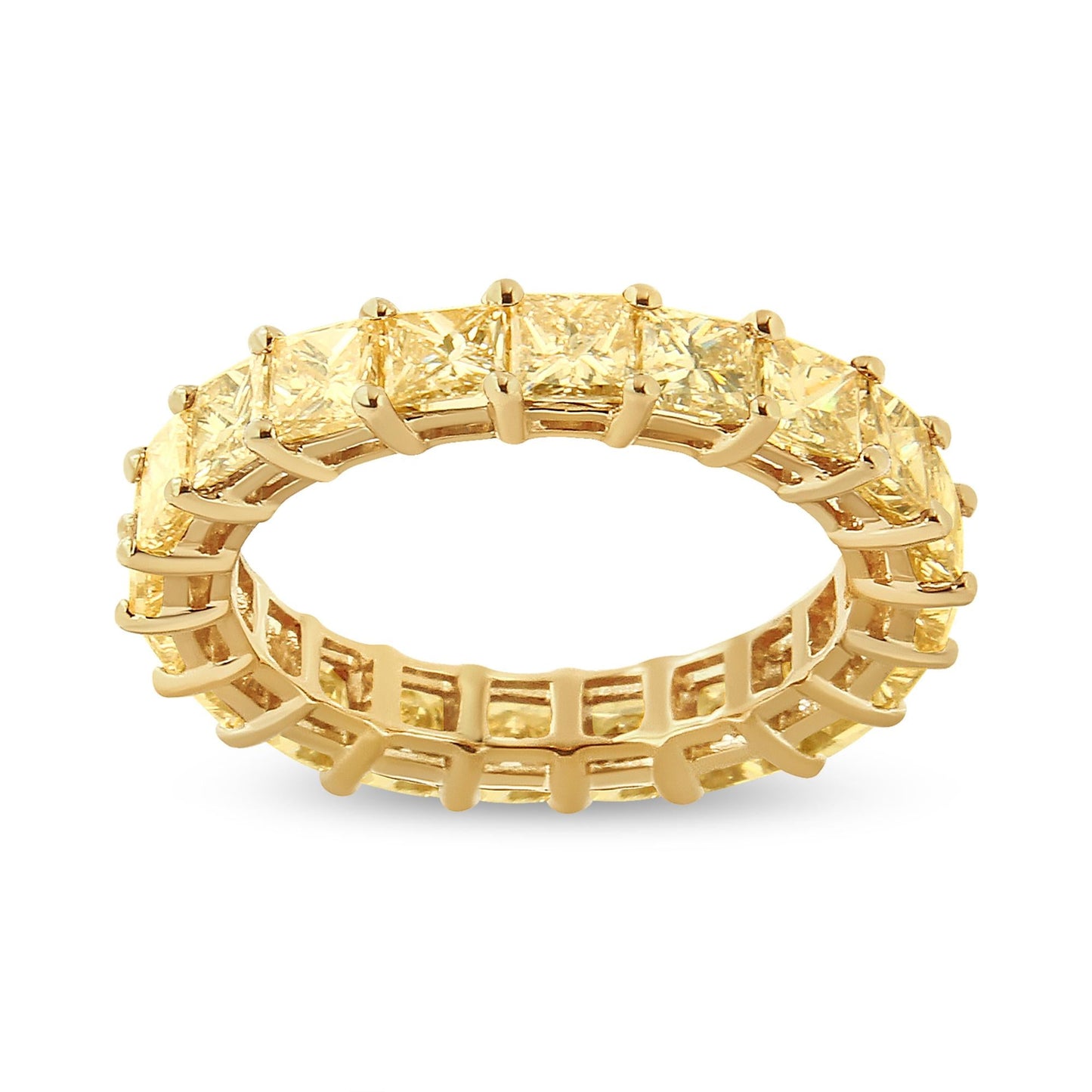 14K Yellow Gold 4.00 Cttw Shared Prong Set Princess Cut Diamond Eternity Band