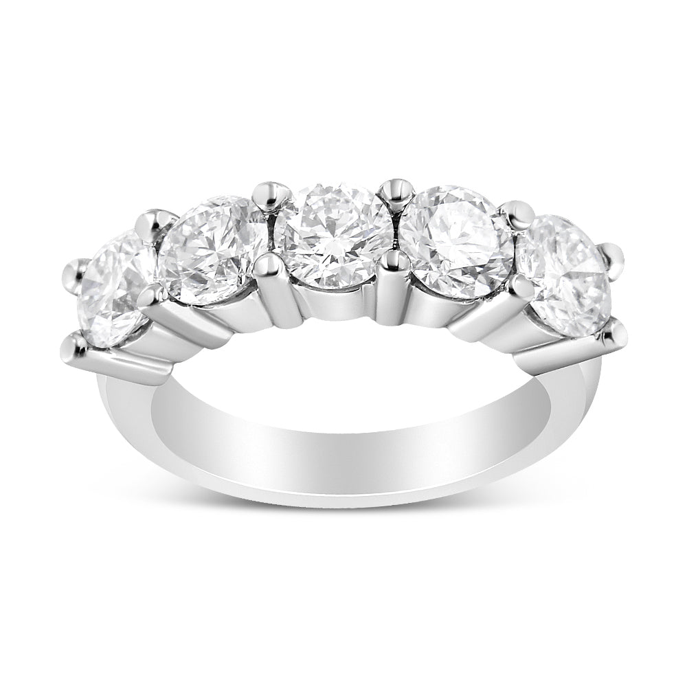 14K White Gold 3.0 Cttw Lab Grown Diamond Shared Prong Set 5 Stone Anniversary