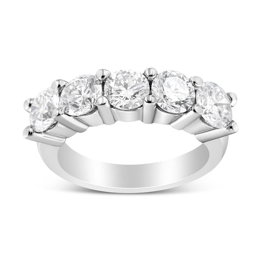 14K White Gold 3.0 Cttw Lab Grown Diamond Shared Prong Set 5 Stone Anniversary