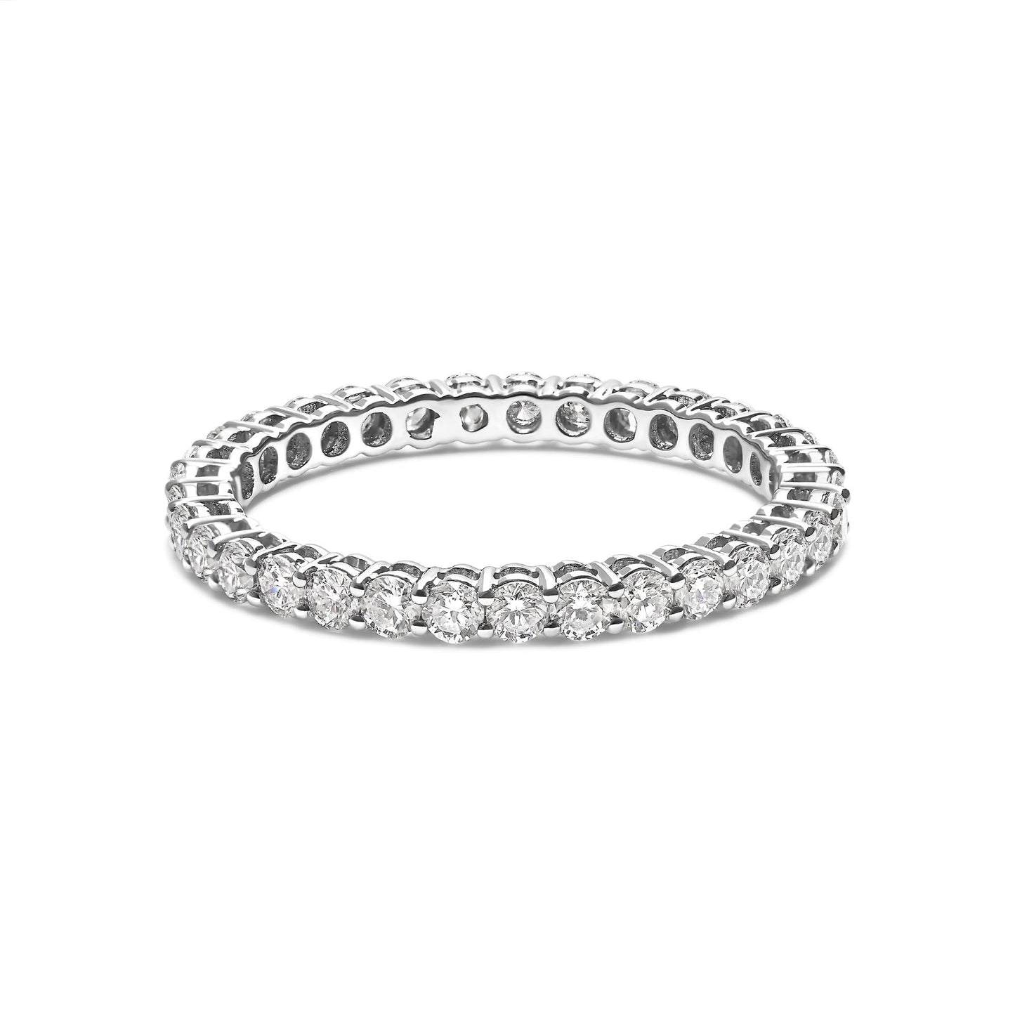 14K White Gold 1.00 Cttw Lab-Grown Diamond Shared Prong Set Eternity Band Ring