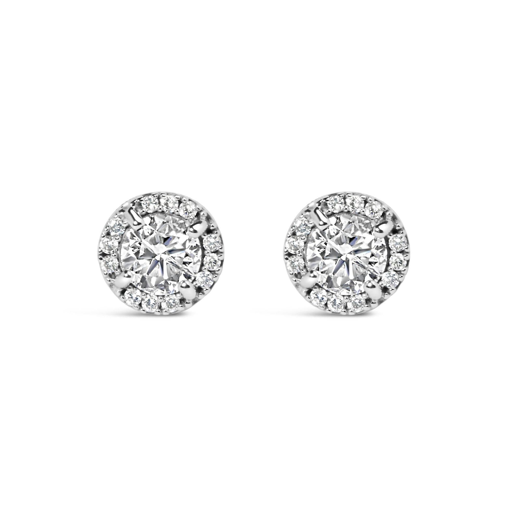 10K White Gold 1.00 Cttw Diamond Hidden Halo Stud Earring (H-I Color I1-I2