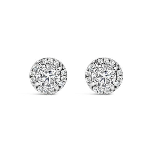 10K White Gold 1.00 Cttw Diamond Hidden Halo Stud Earring (H-I Color I1-I2