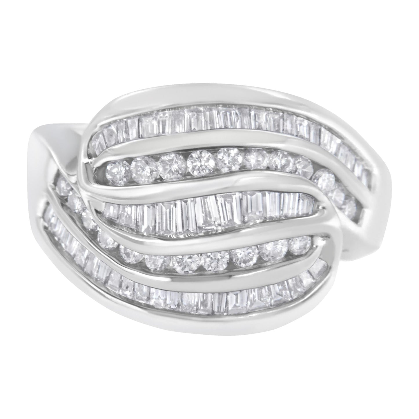 14KT White Gold Diamond Bypass Band Ring (1 cttw H-I Color SI1-SI2 Clarity) - 7