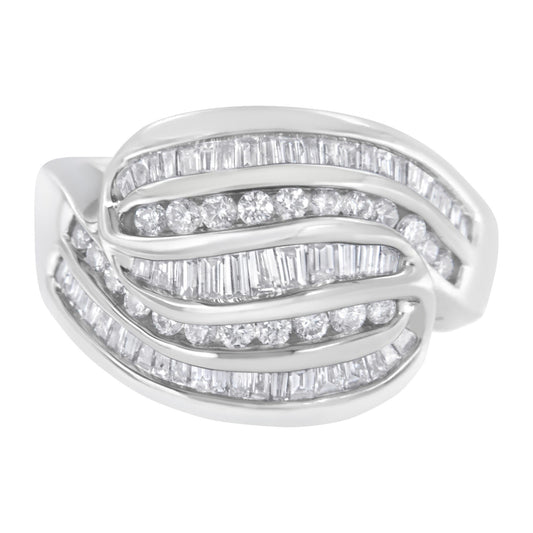 14KT White Gold Diamond Bypass Band Ring (1 cttw H-I Color SI1-SI2 Clarity) - 7