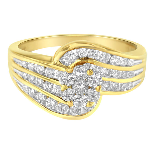 14K Yellow Gold Diamond Cocktail Bypass Ring (1 1/2 Cttw H-I Color SI2-I1