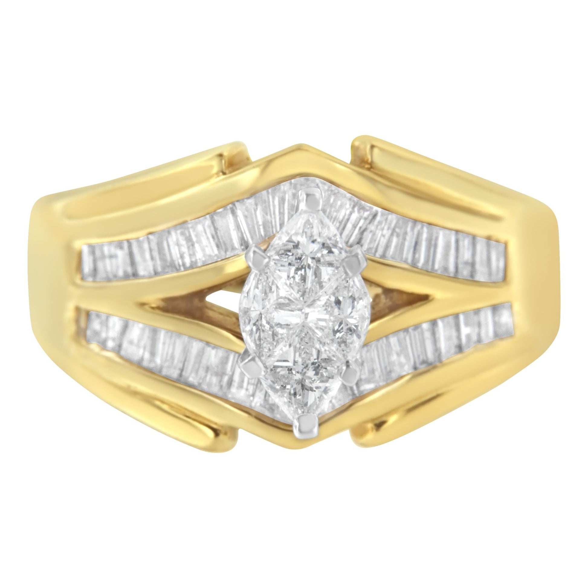 14KT Two-Toned Gold Diamond Cocktail Ring (1 cttw H-I Color SI1-SI2 Clarity)