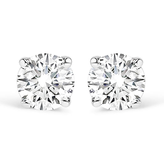 14K White Gold Round Cut Diamond Solitaire Stud Earrings (1/2 cttw H-I Color