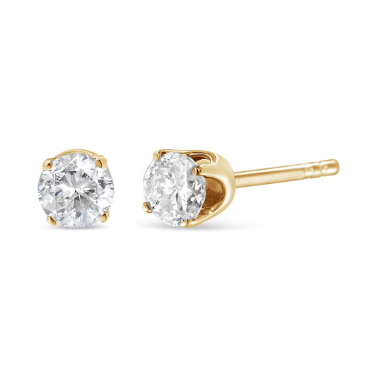 14K Yellow Gold 1/3 Cttw Round Brilliant-Cut Diamond Classic 4-Prong Stud