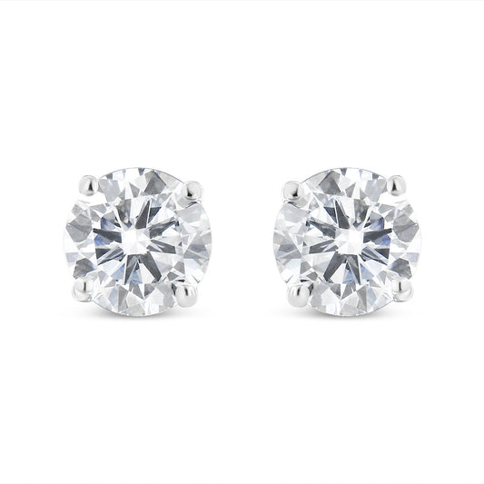 14k White Gold Solitaire Diamond Stud Earrings (1.5 cttw H-I Color SI1-SI2