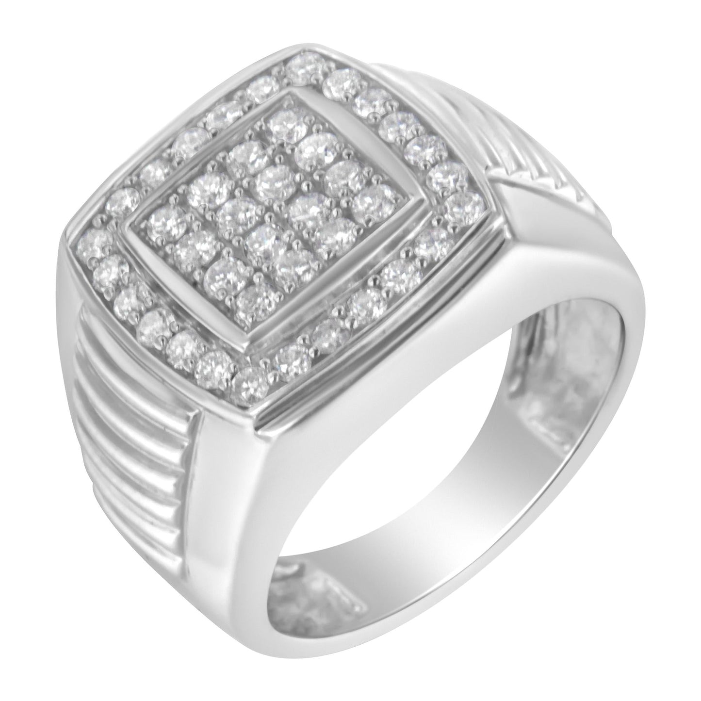 14K White Gold Men’s Diamond Squared Band Ring (1 cttw H-I Color SI2-I1