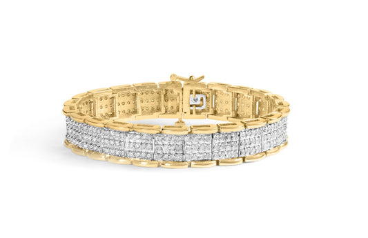 10K Yellow Gold 5.00 Cttw Round-Cut Diamond Link 7’’ Bracelet (J-K Color