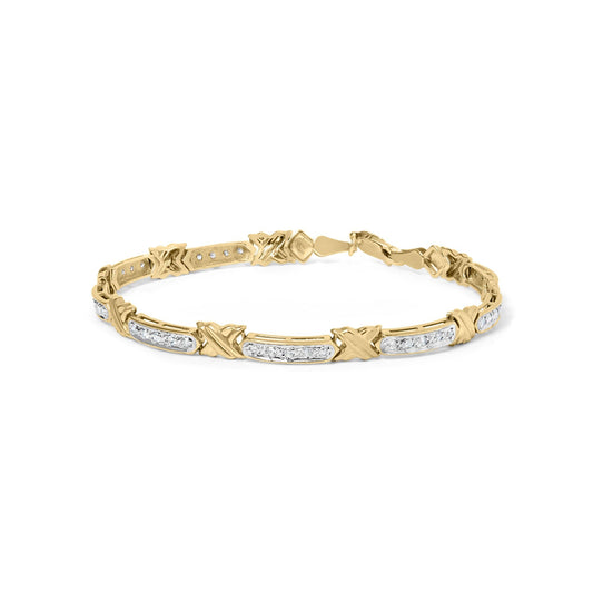 10K Yellow Gold 1/2 Cttw Diamond X-Link 7" Bracelet (I-J Color, I1-I2 Clarity)