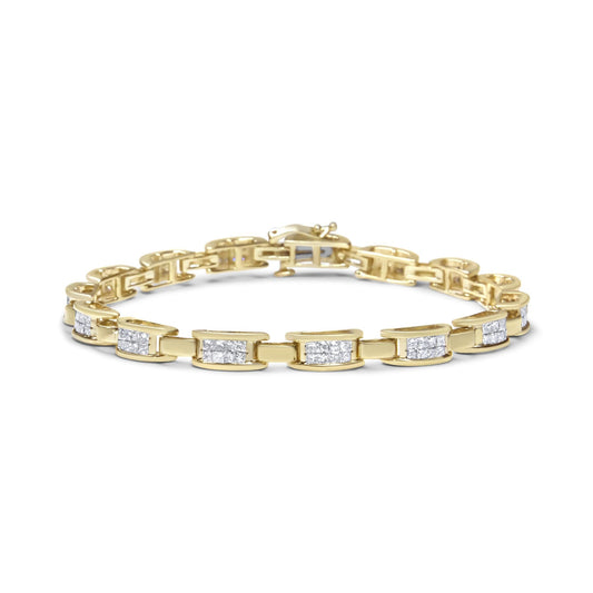 14K Yellow Gold Princess-Cut Diamond Links of Love Bracelet (2.00 cttw H-I