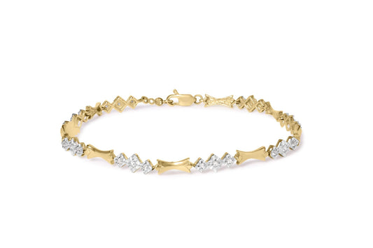 10k Gold 1/3 Cttw Diamond Miracle Set Alternating Bar and Link Bracelet (I-J