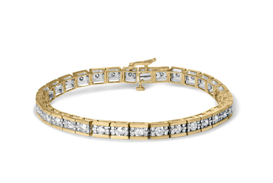 14K Yellow Gold 4.00 Cttw Channel Set Diamond Tennis Bracelet (J-K Color I1-I2