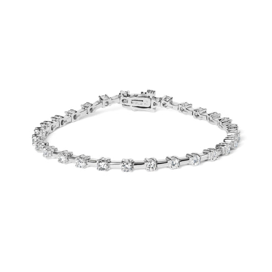 14K White Gold 2.00 Cttw Diamond Bar and Link Tennis Bracelet (H-I Color