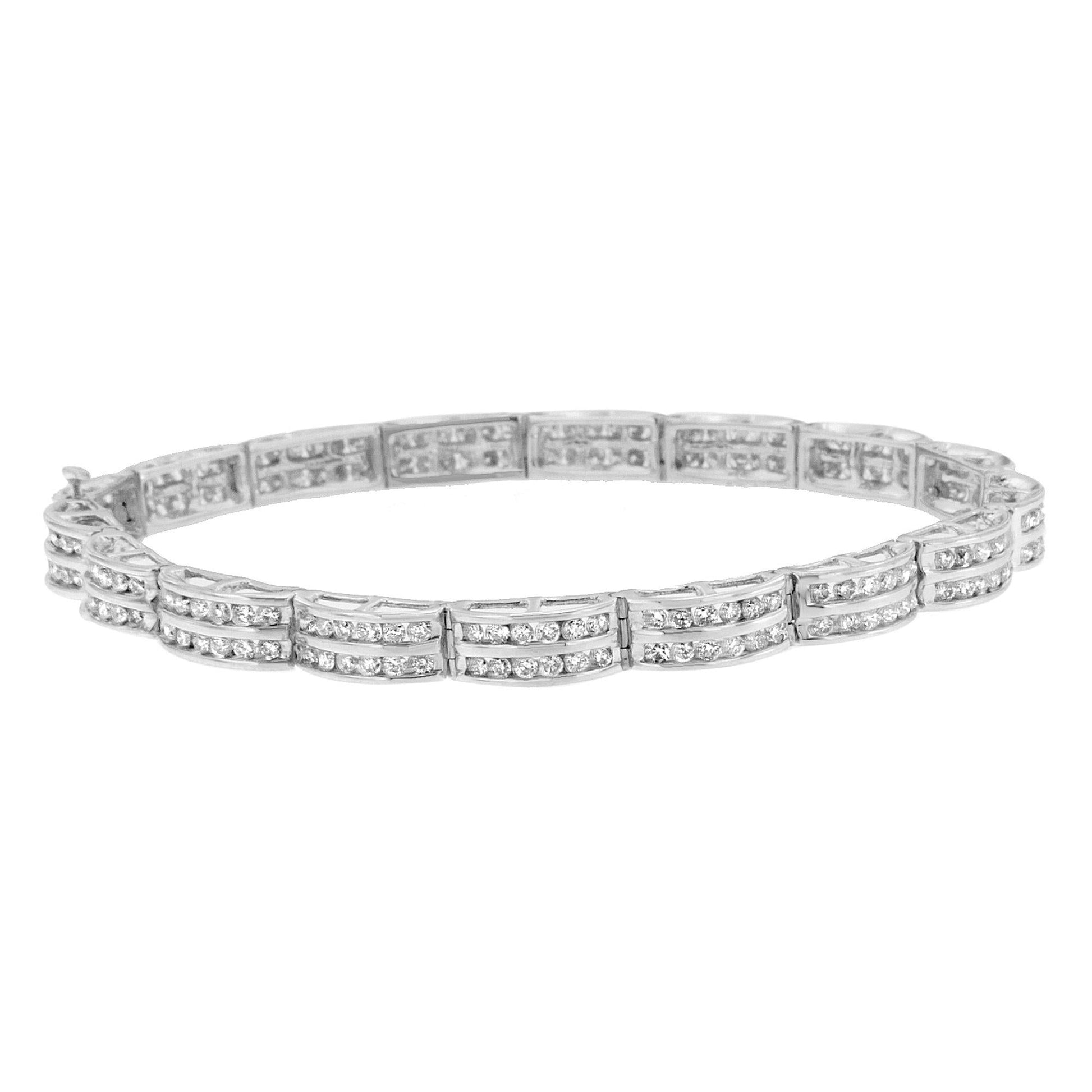 14K White Gold Round-Cut Diamond Bracelet (3.22 cttw H-I Color I1-I2 Clarity)