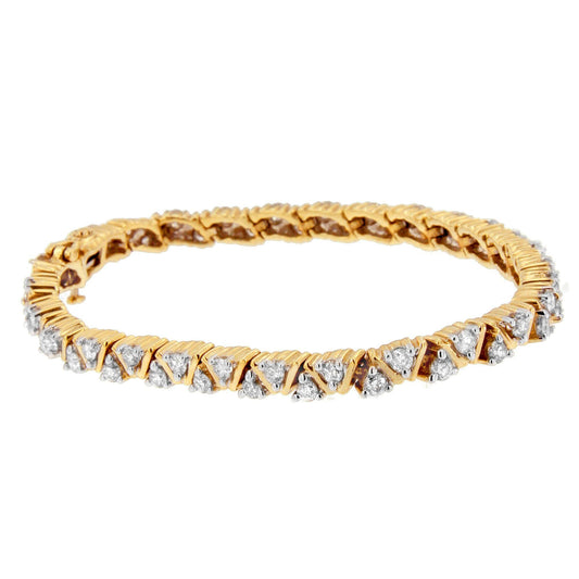 14K Yellow Gold Round-Cut Diamond Bracelet (4.00 cttw H-I Color I1-I2 Clarity)